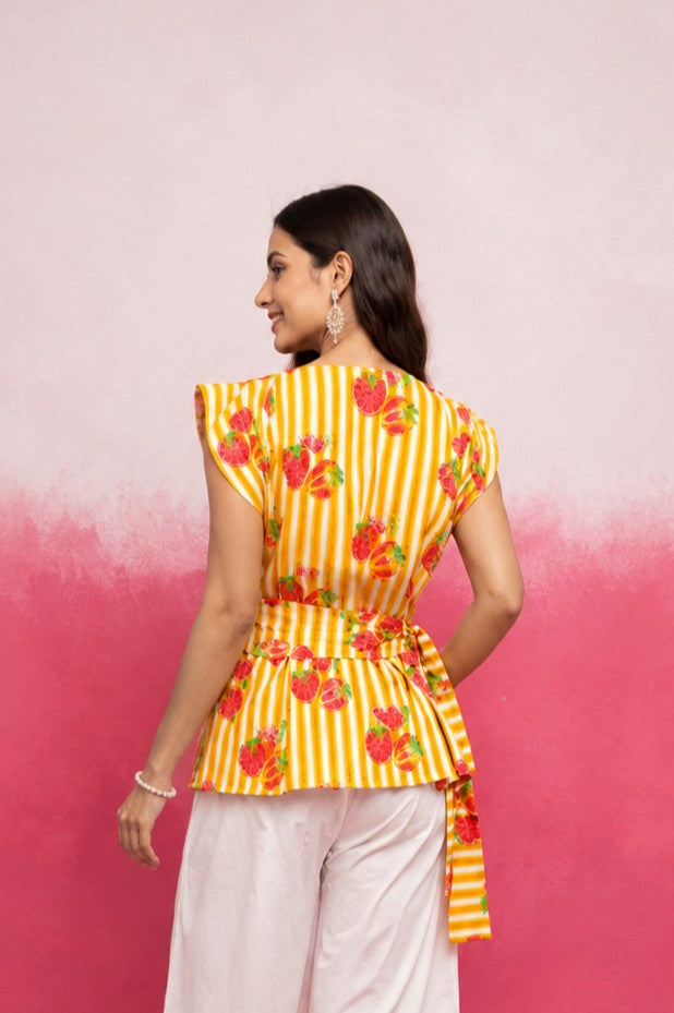 DARIAH YELLOW STRIPE COTTON TOP