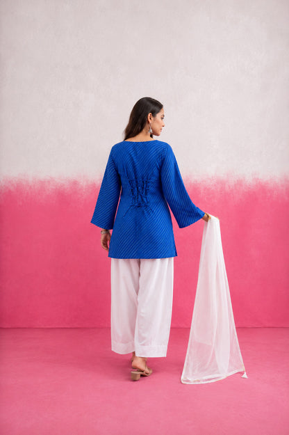 ERISHA BLUE LEHERIYA FARSHI SET