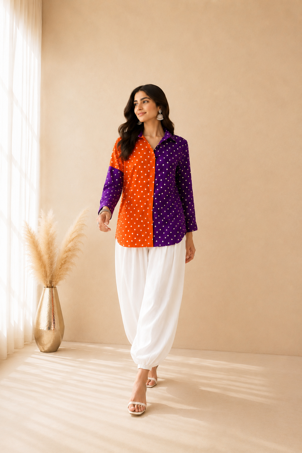 ANVIRA BANDHEJ SHIRT AND BALLOON COORD SET