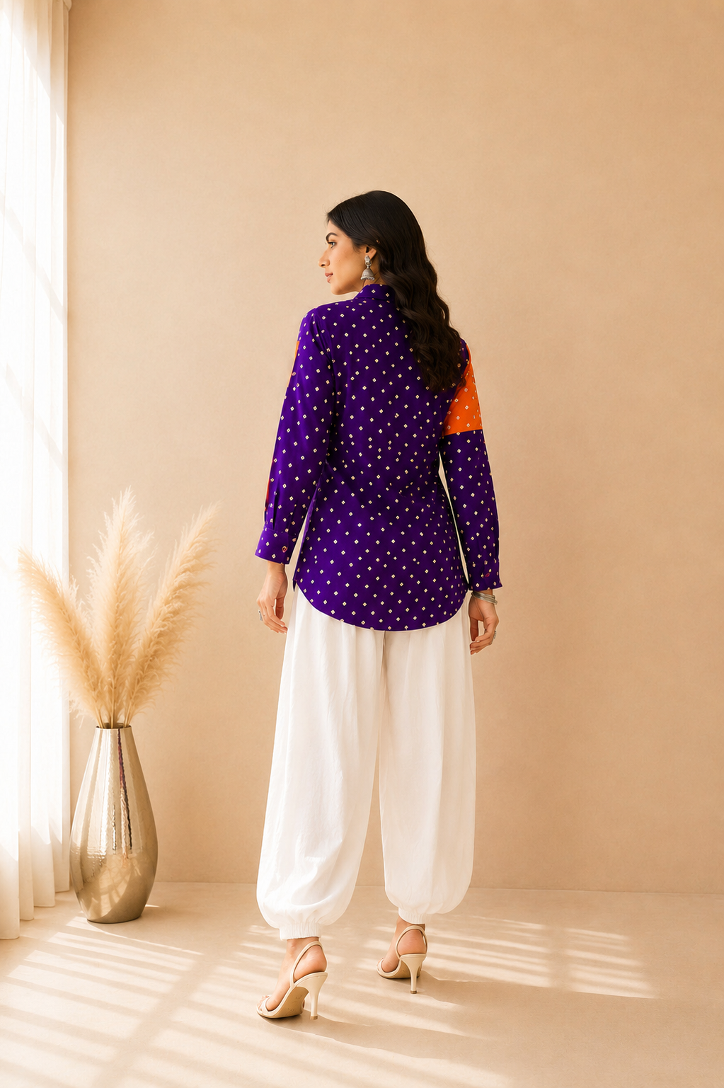 ANVIRA BANDHEJ SHIRT AND BALLOON COORD SET