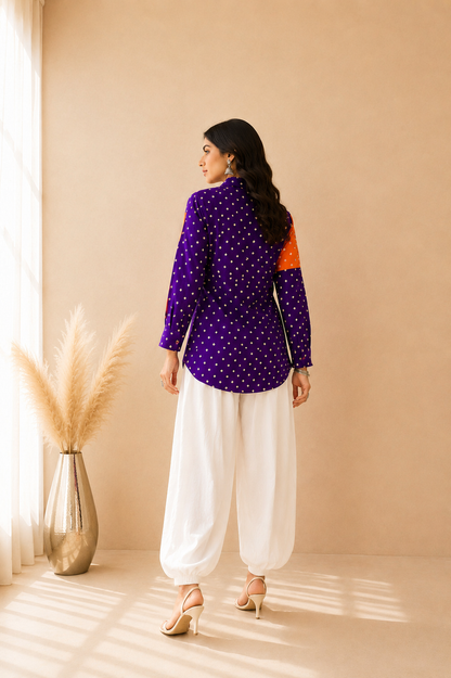 ANVIRA BANDHEJ SHIRT AND BALLOON COORD SET