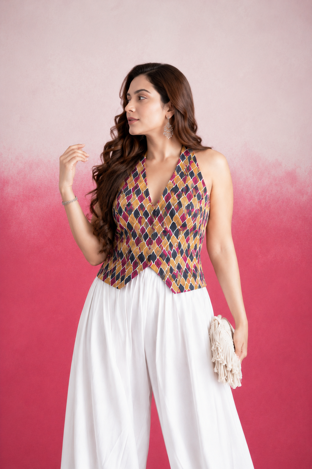 ZARQA YELLOW CHECKERED BALLOON COORD SET