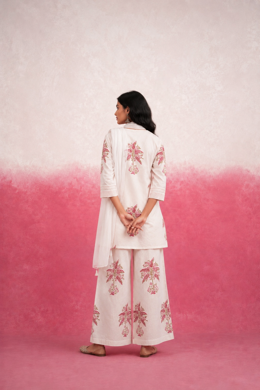KEERAT WHITE COORD SET WITH SCARF