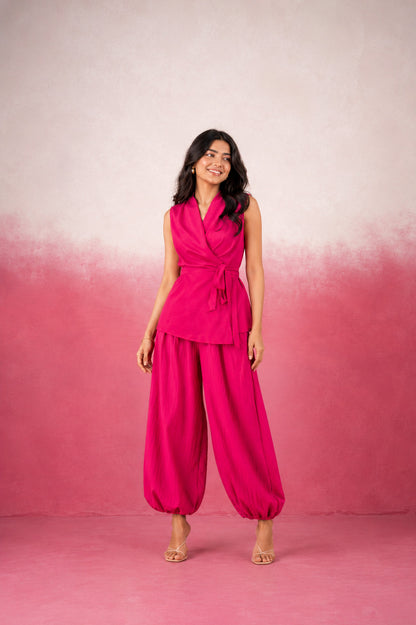NALINA PINK WRAP COORD SET