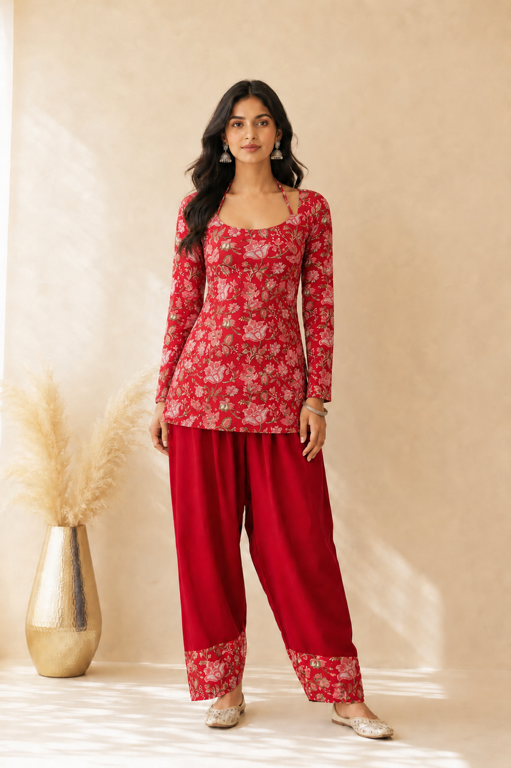 FAIZA COTTON BLOCK PRINTED FARSHI SET