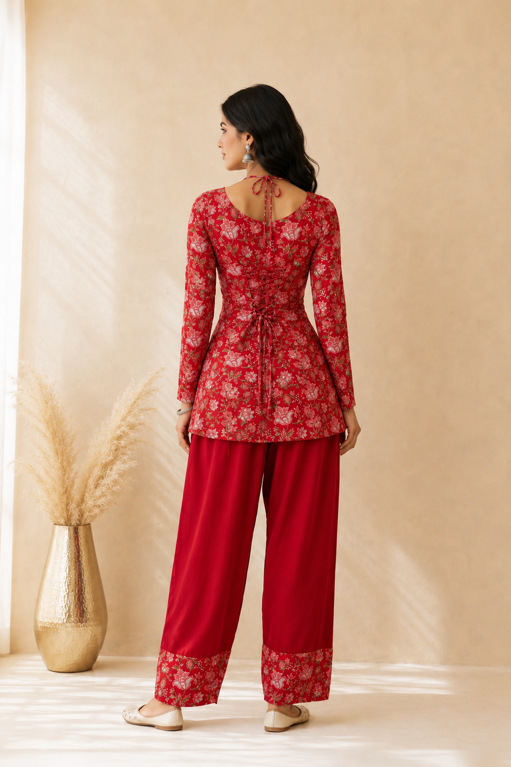 FAIZA COTTON BLOCK PRINTED FARSHI SET
