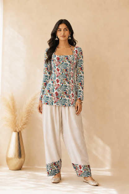DUA COTTON BLOCK PRINTED FARSHI SET
