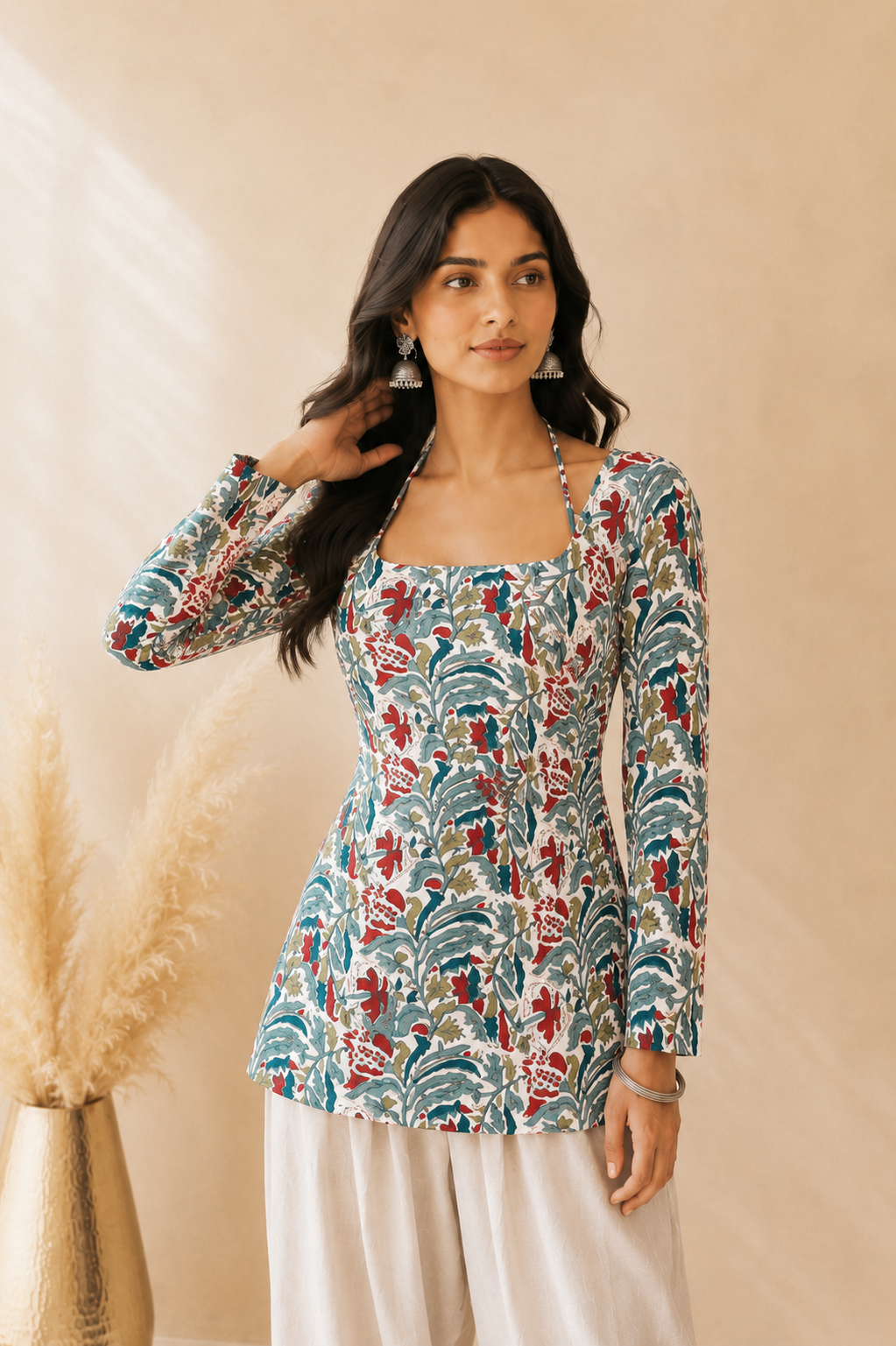 DUA COTTON BLOCK PRINTED FARSHI SET
