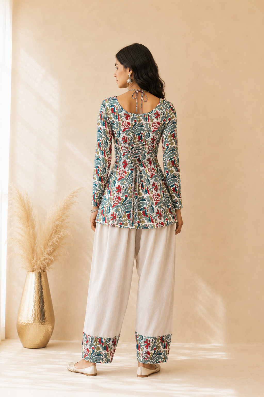 DUA COTTON BLOCK PRINTED FARSHI SET