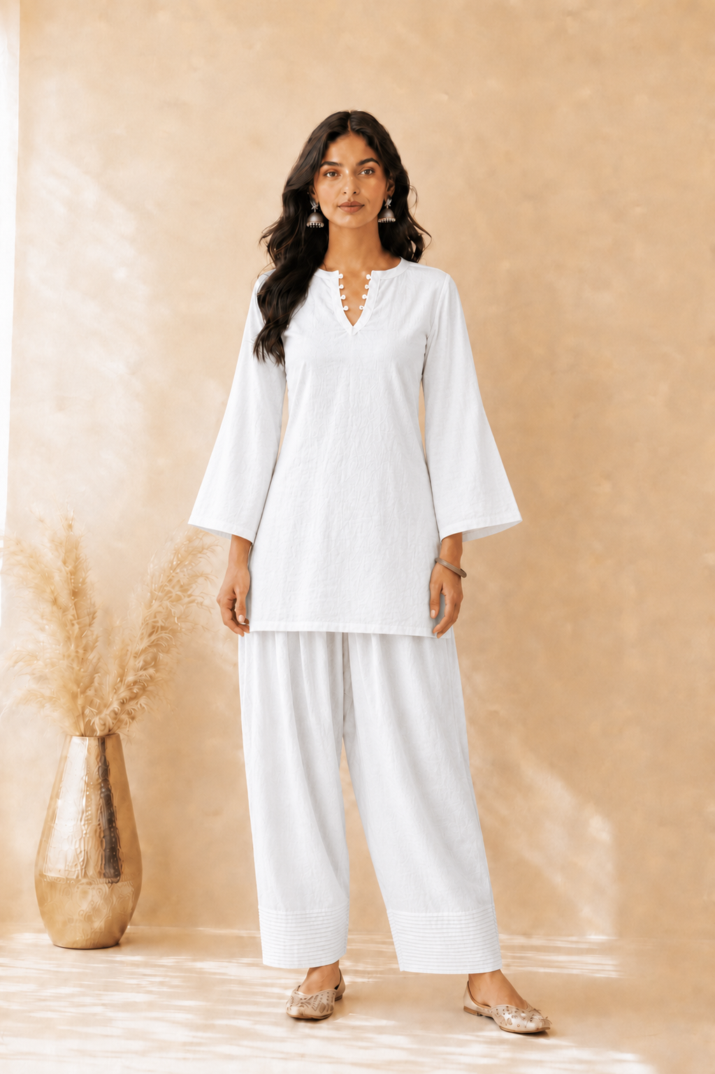 MEHZARA WHITE FARSHI SET