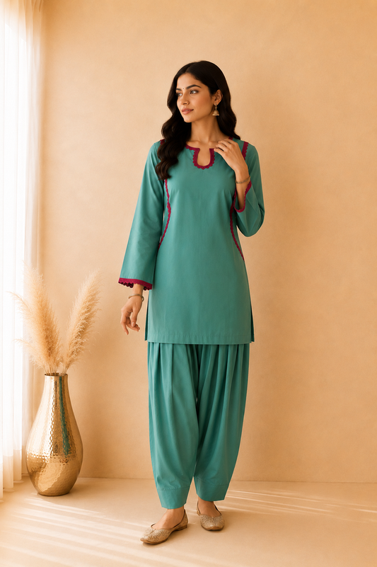 SEHRISH SAGE GREEN FARSHI SET