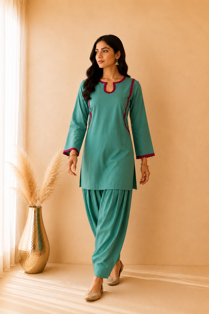 SEHRISH SAGE GREEN FARSHI SET
