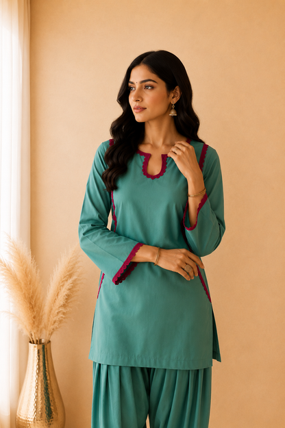 SEHRISH SAGE GREEN FARSHI SET
