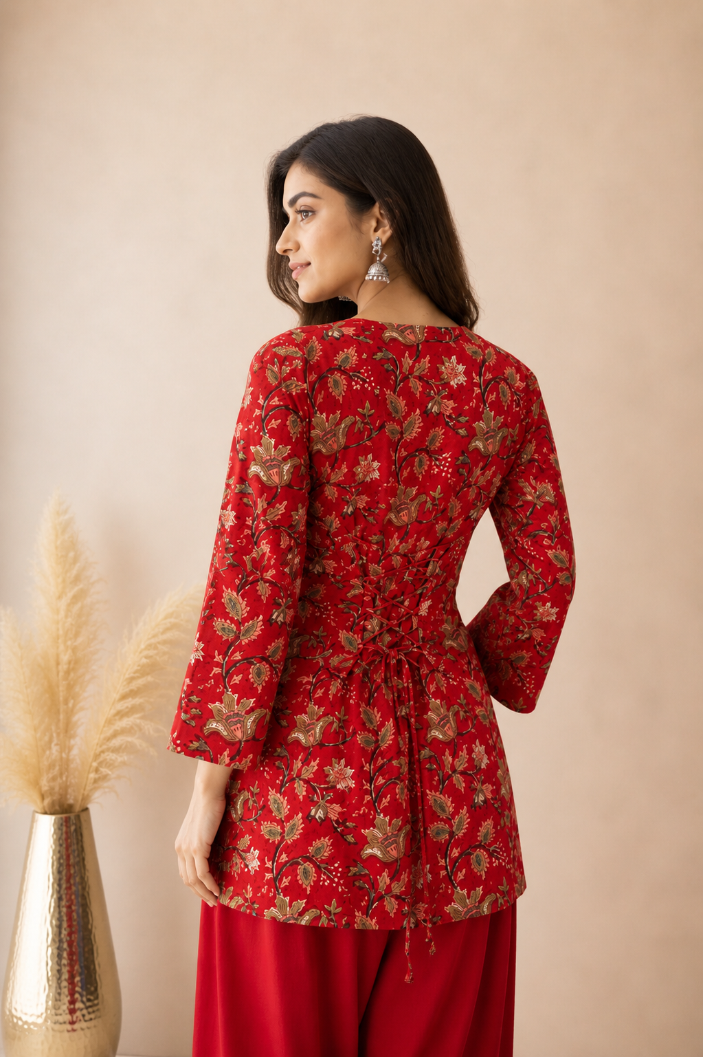 MEHRISA RED PRINTED FARSHI SET