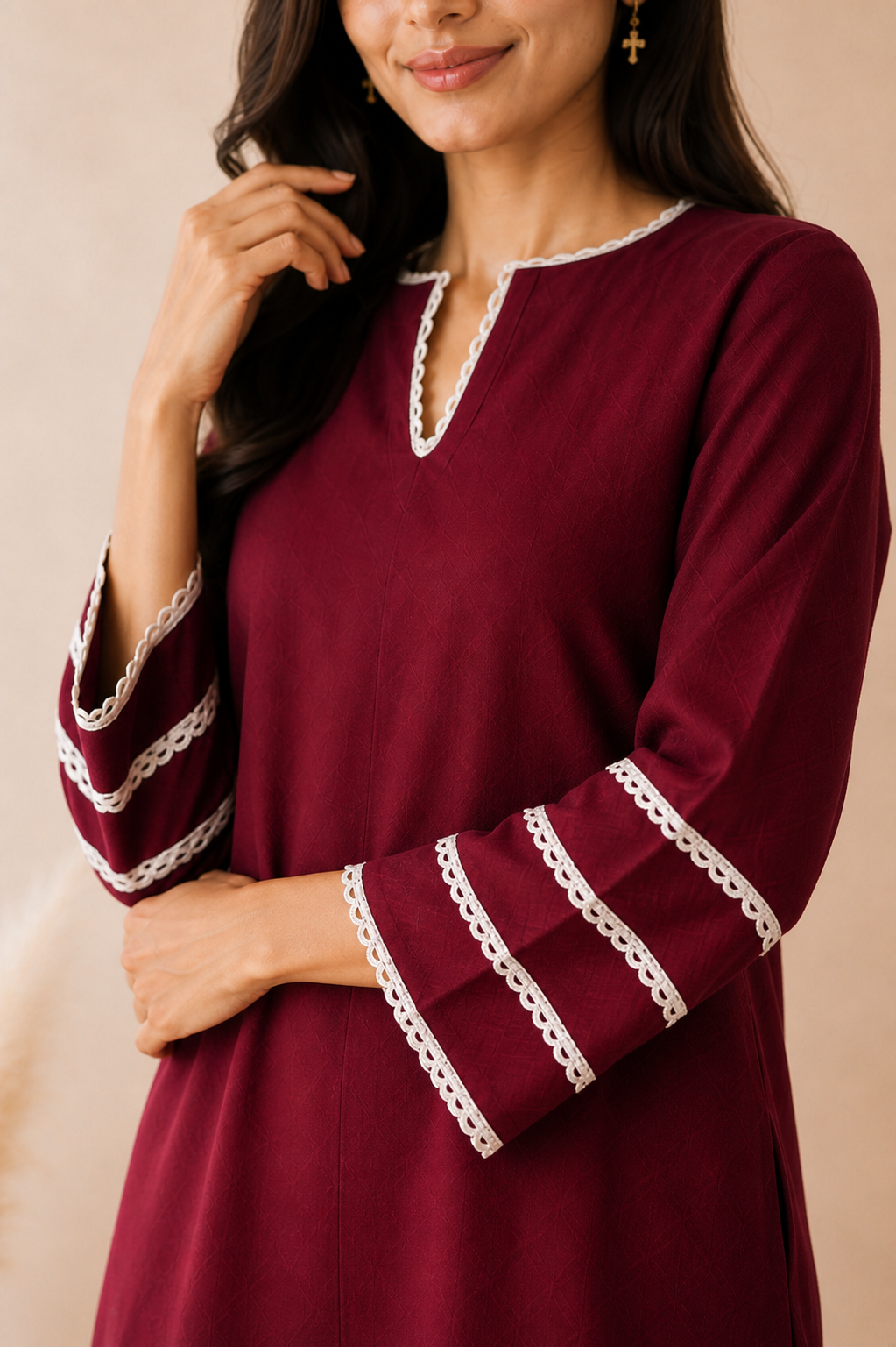 AVYARA MAROON COTTON FARSHI SET
