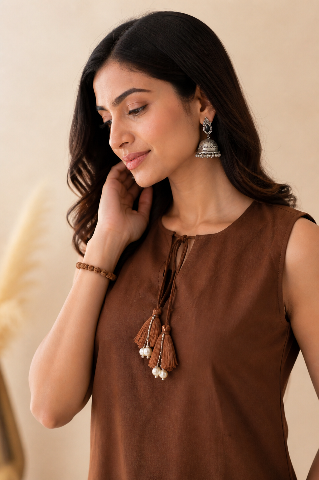 ZYRAAH BROWN COTTON FARSHI SET