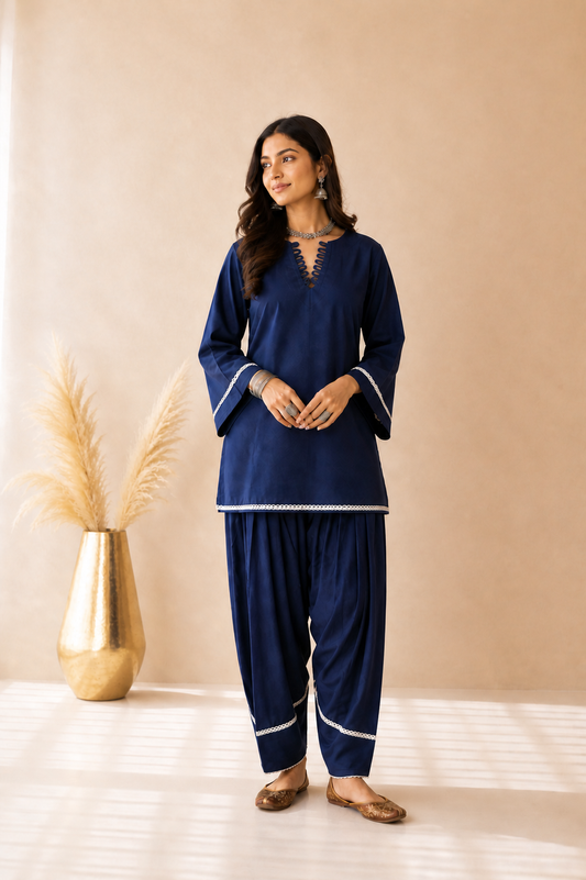 REYZARA INDIGO BLUE FARSHI SET