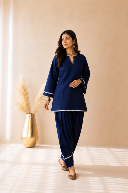 REYZARA INDIGO BLUE FARSHI SET