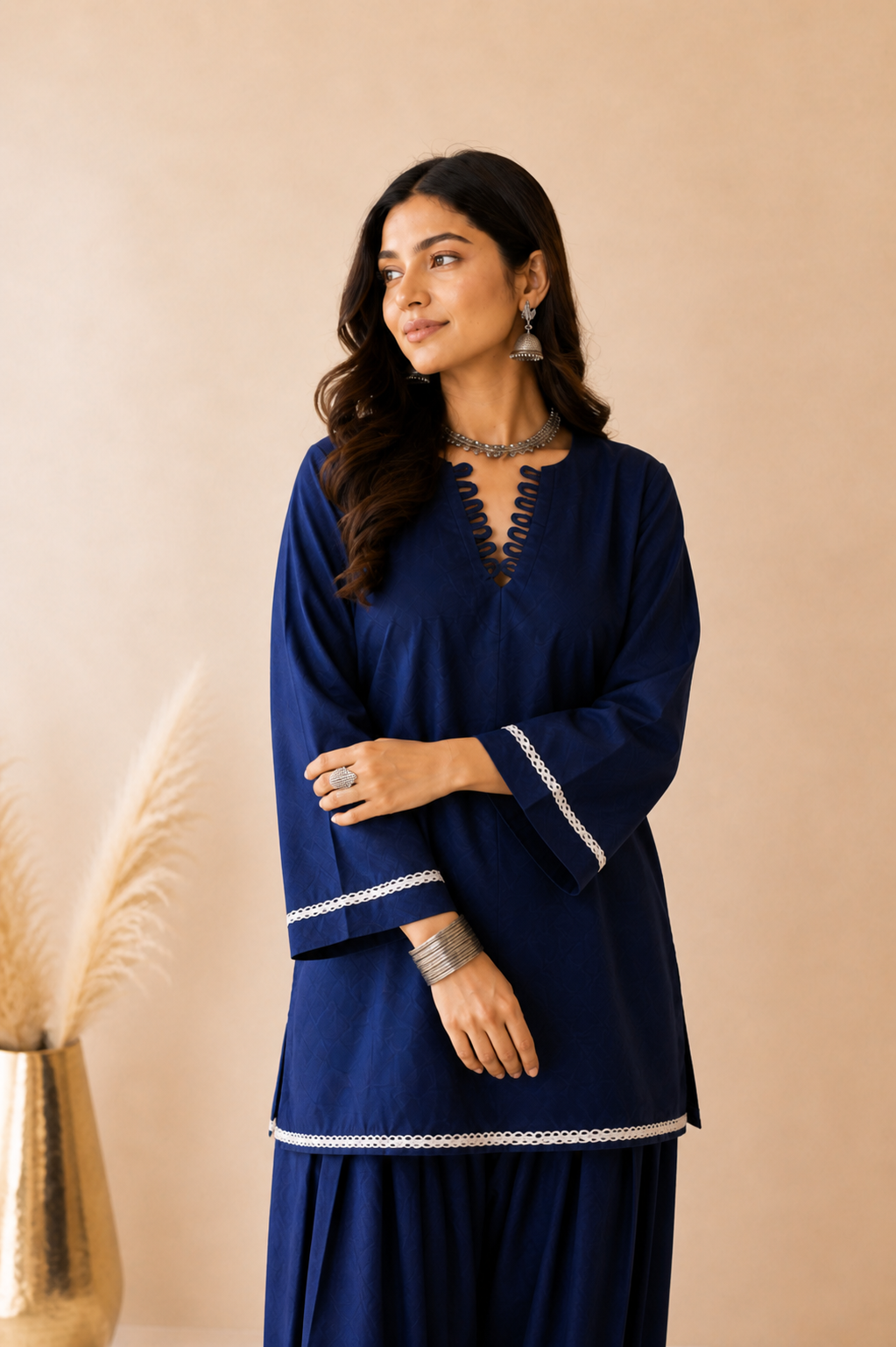 REYZARA INDIGO BLUE FARSHI SET