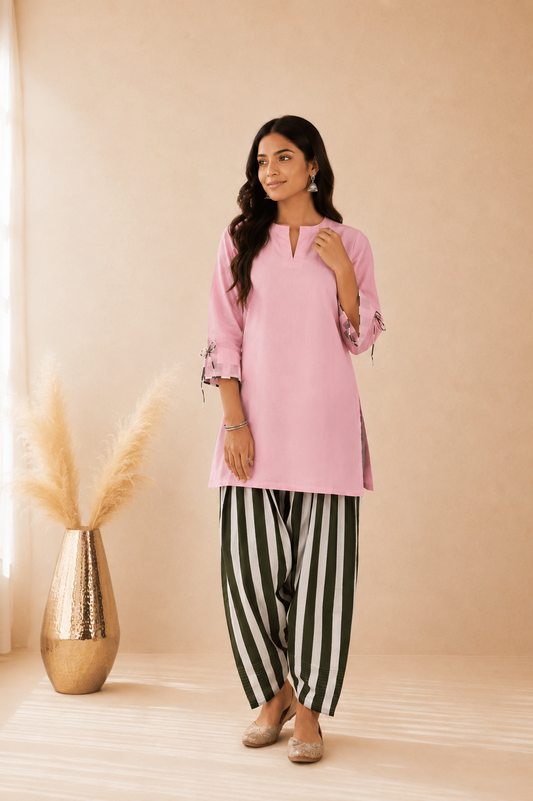ZORA GREEN STRIPED FARSHI SET