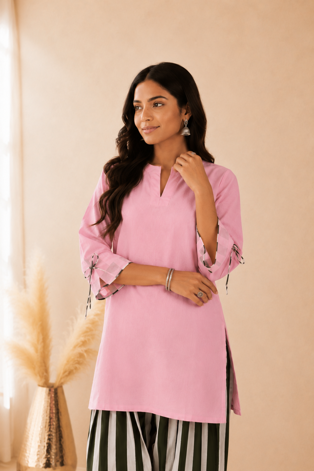 ZORA GREEN STRIPED FARSHI SET