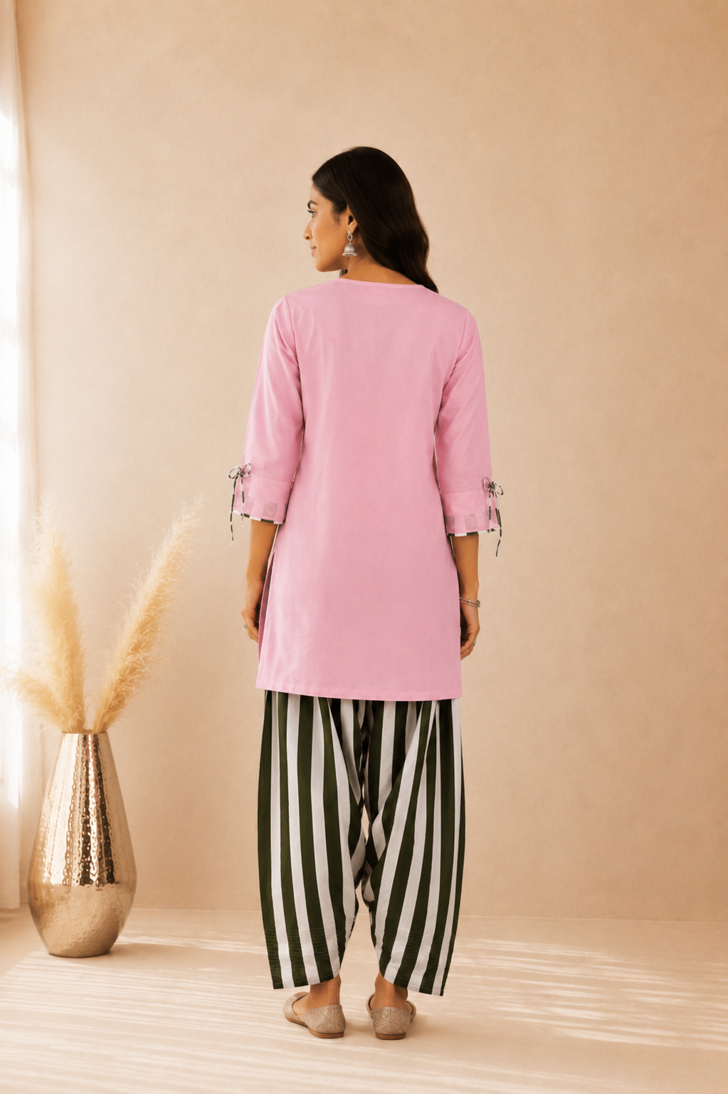 ZORA GREEN STRIPED FARSHI SET
