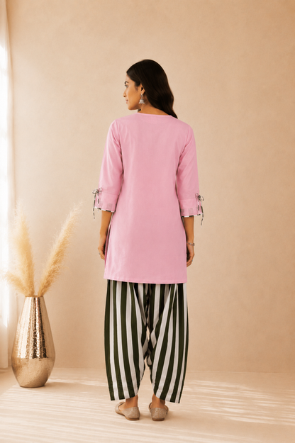 ZORA GREEN STRIPED FARSHI SET