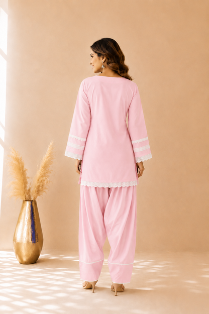 FIDA PINK COTTON DETAILED FARSHI SET