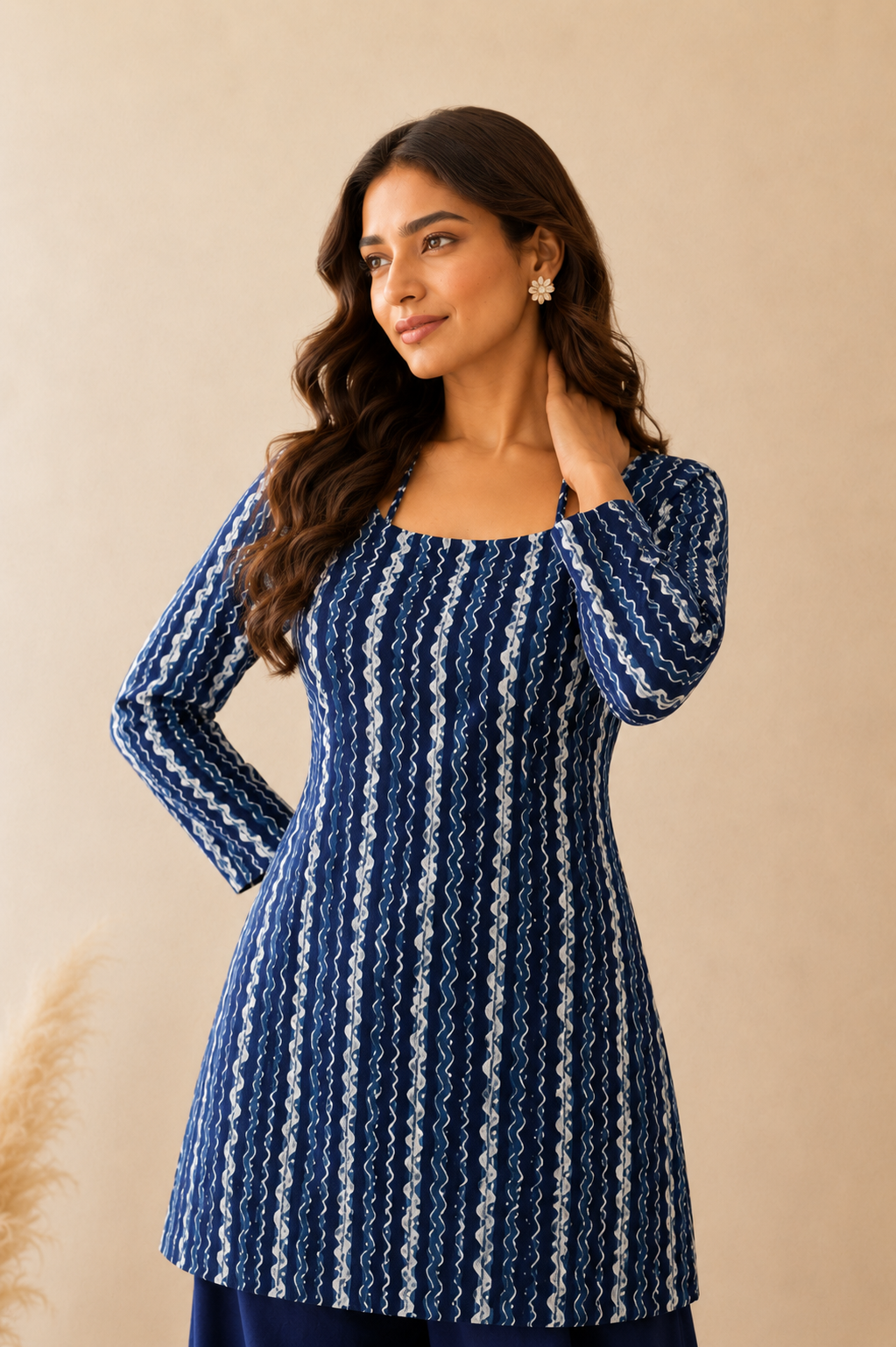 TARISHI INDIGO CORSET KURTI COORD SET