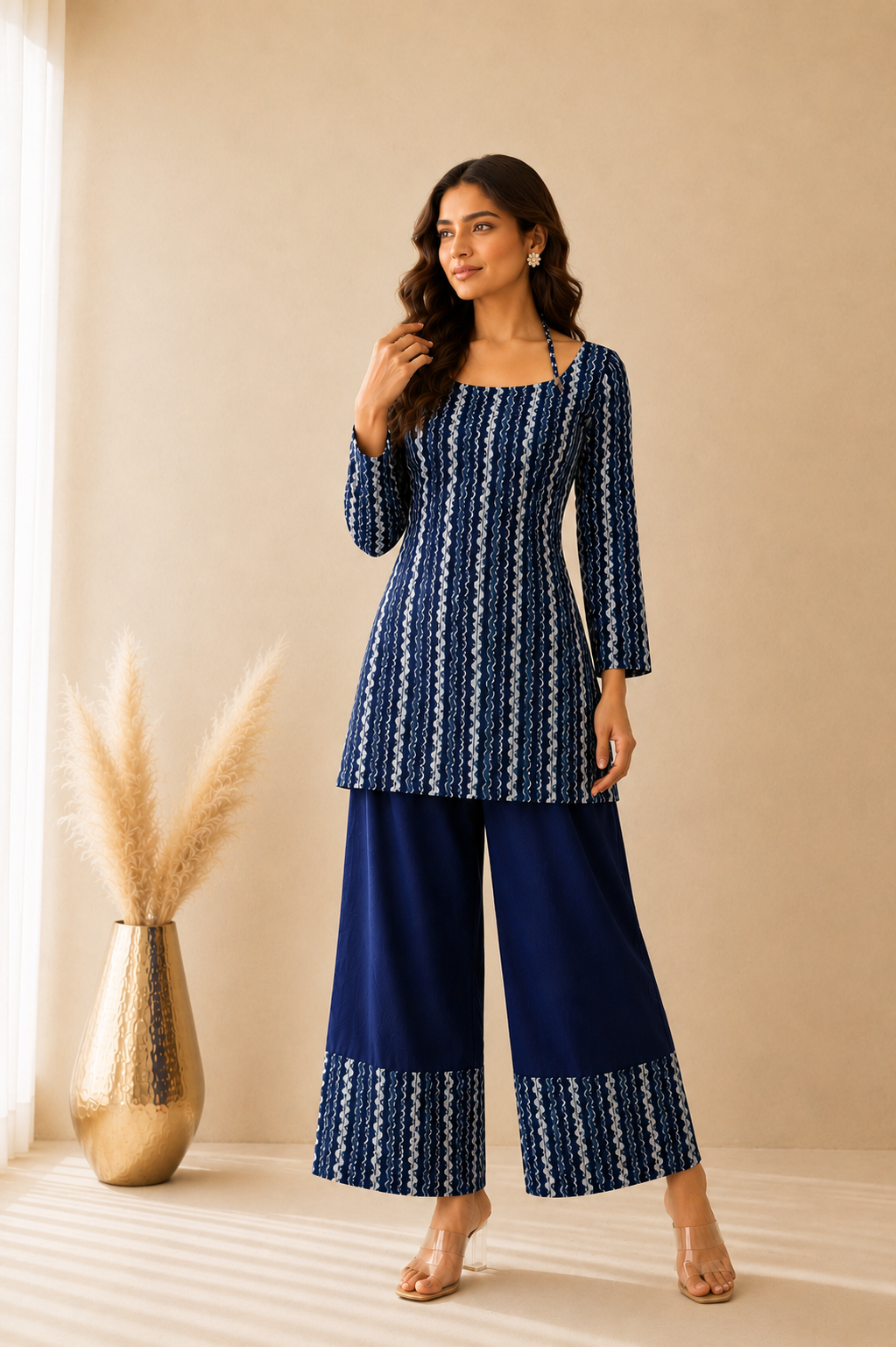 TARISHI INDIGO CORSET KURTI COORD SET