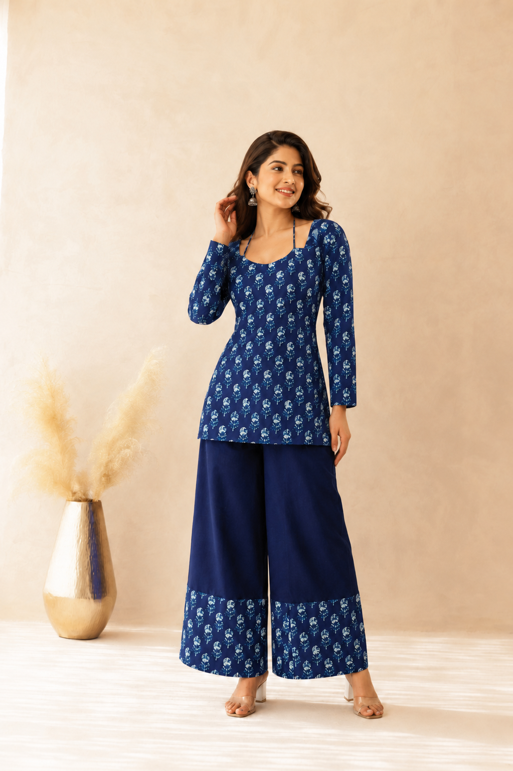 SAVIRA INDIGO CORSET KURTI COORD SET