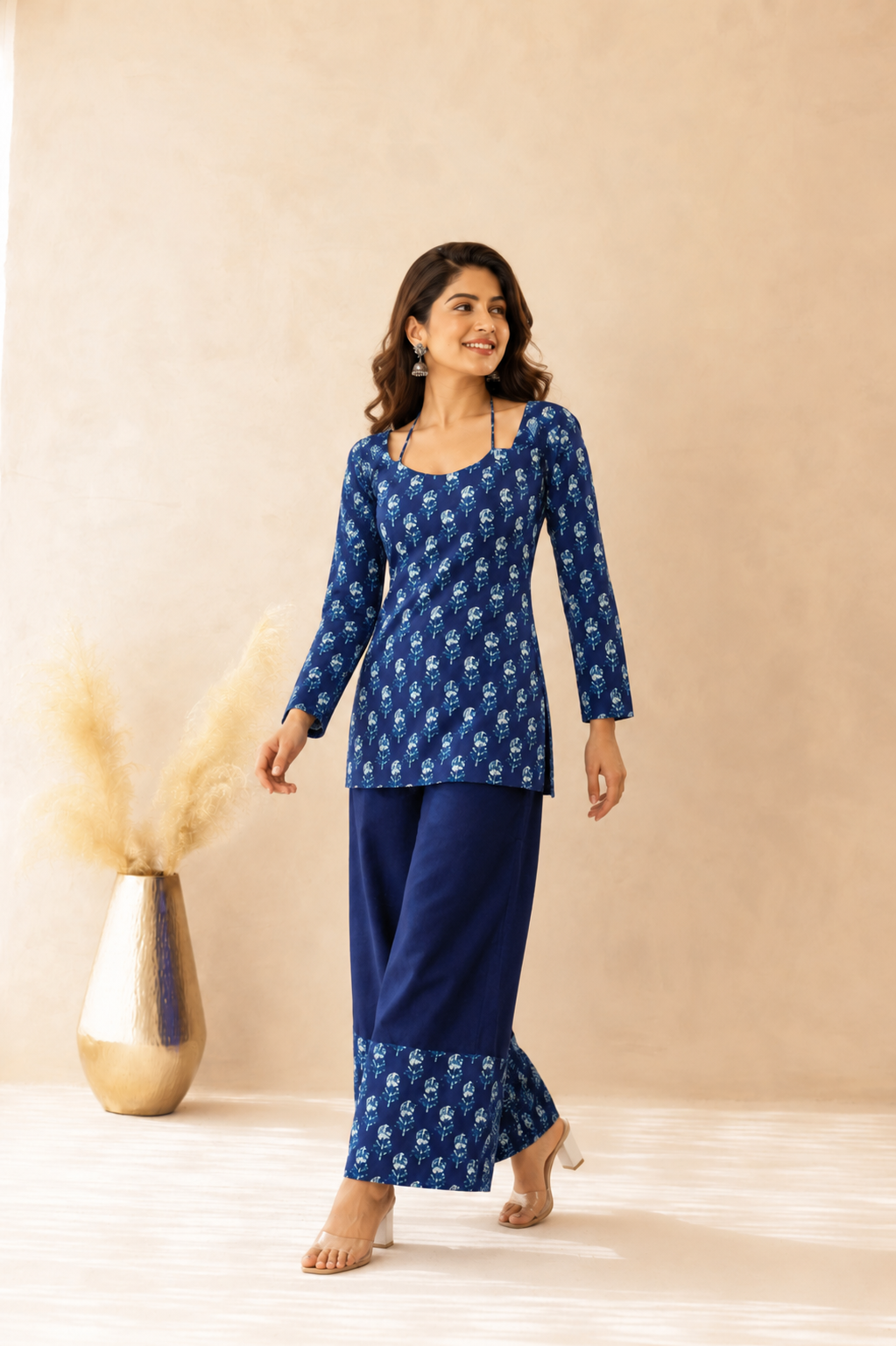 SAVIRA INDIGO CORSET KURTI COORD SET