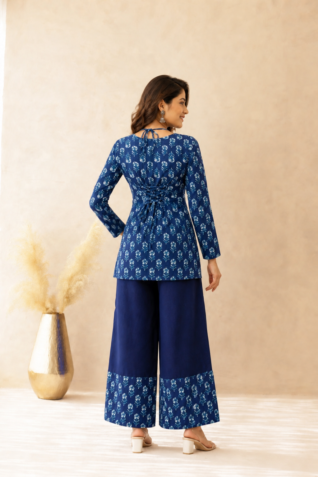 SAVIRA INDIGO CORSET KURTI COORD SET