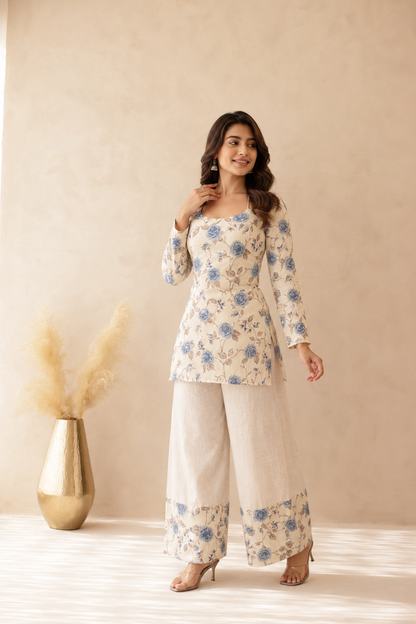 AAYRA BEIGE CORSET KURTI COORD SET