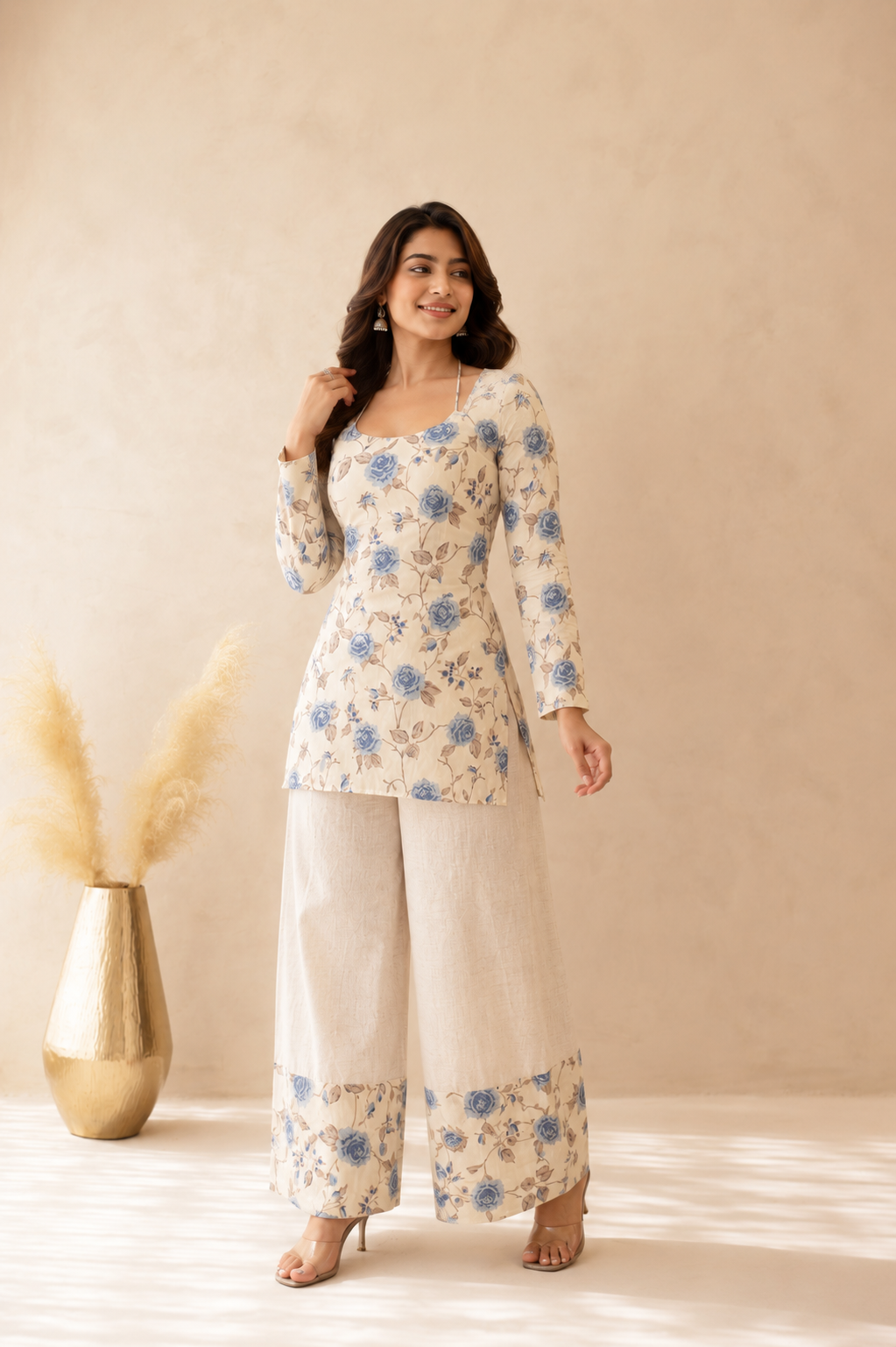 AAYRA BEIGE CORSET KURTI COORD SET