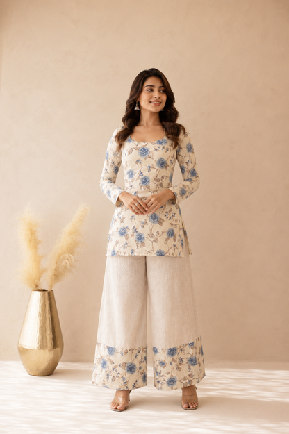 AAYRA BEIGE CORSET KURTI COORD SET