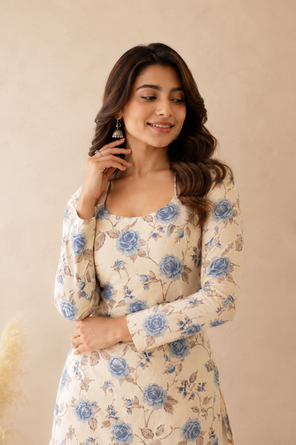 AAYRA BEIGE CORSET KURTI COORD SET