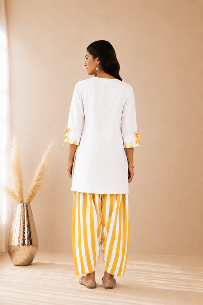 SHIFA YELLOW STRIPED FARSHI SET