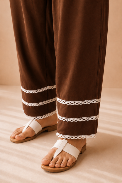 ZOYA BROWN COTTON FARSHI SET