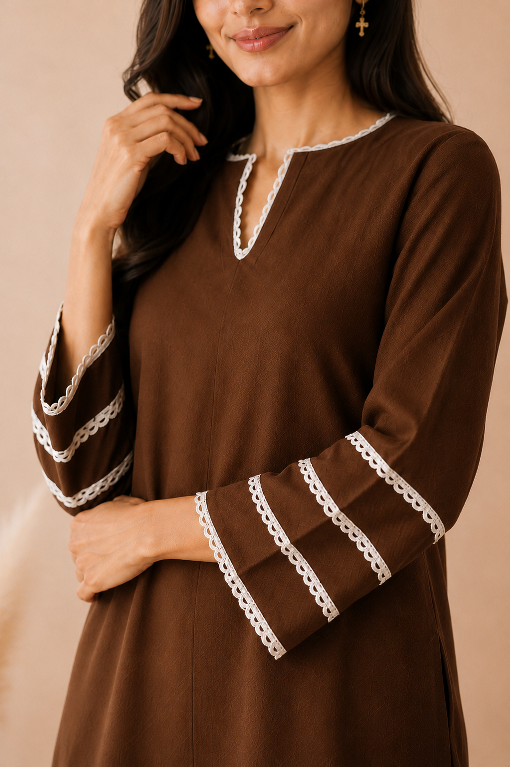 ZOYA BROWN COTTON FARSHI SET