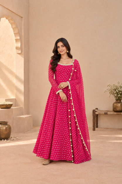 PRAGYA MAGENTA PINK BANDHEJ ANARKALI SET
