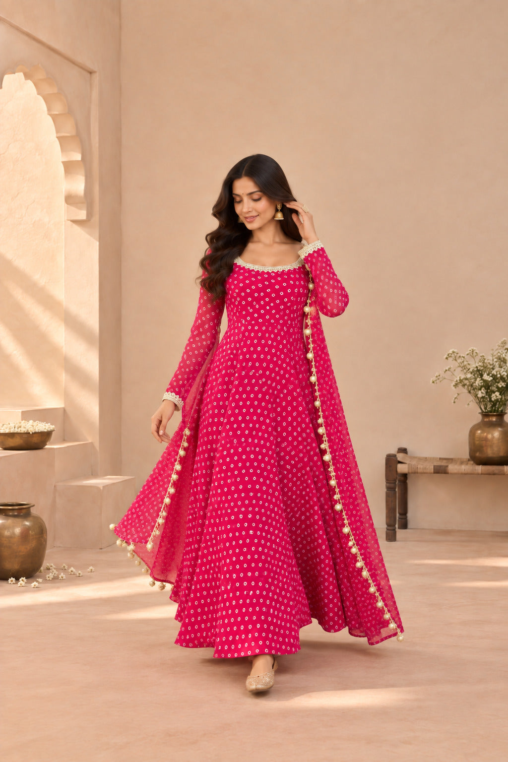 PRAGYA MAGENTA PINK BANDHEJ ANARKALI SET