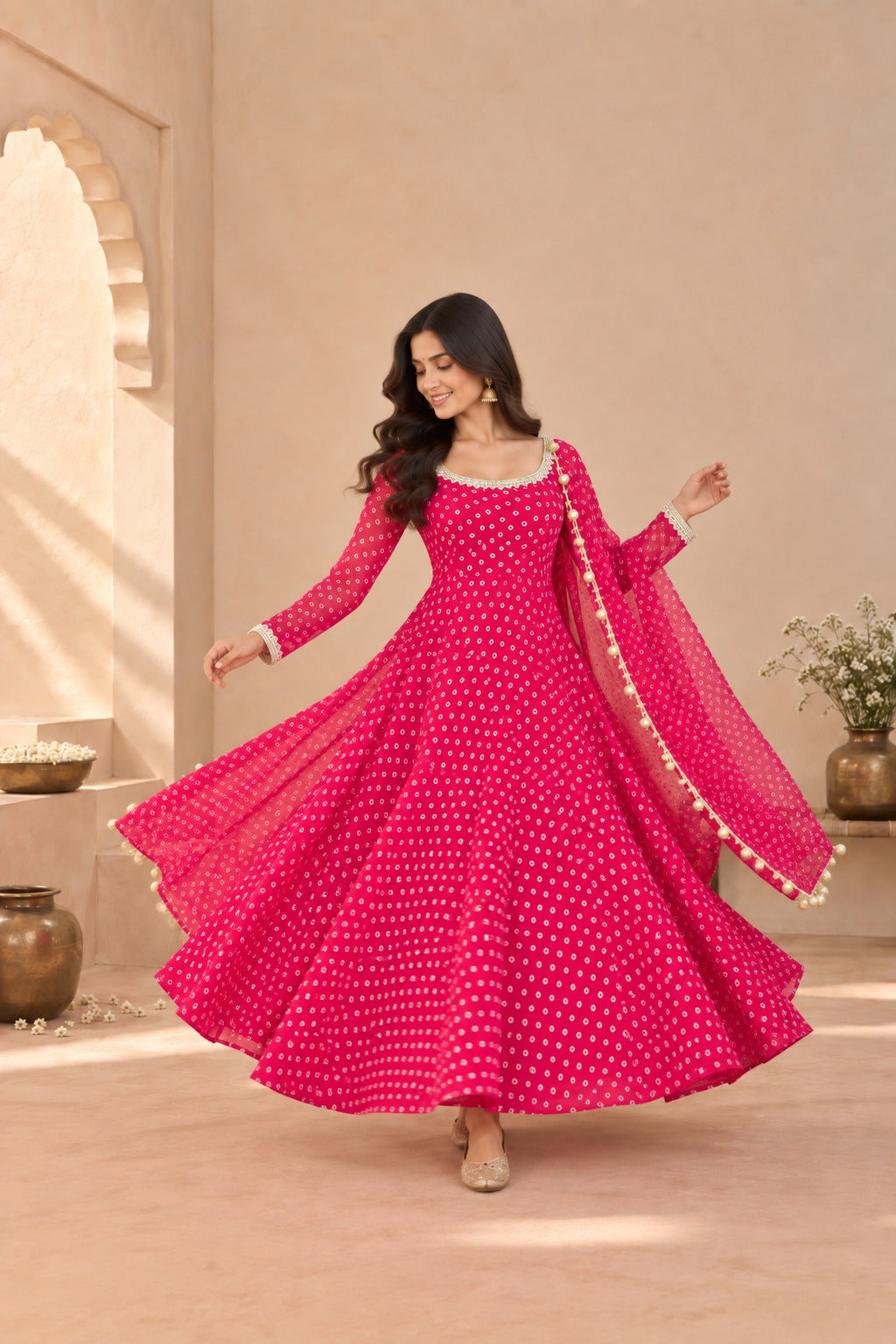 PRAGYA MAGENTA PINK BANDHEJ ANARKALI SET