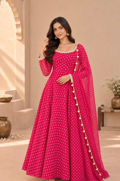 PRAGYA MAGENTA PINK BANDHEJ ANARKALI SET
