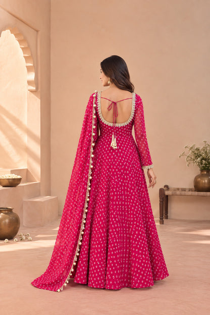 PRAGYA MAGENTA PINK BANDHEJ ANARKALI SET