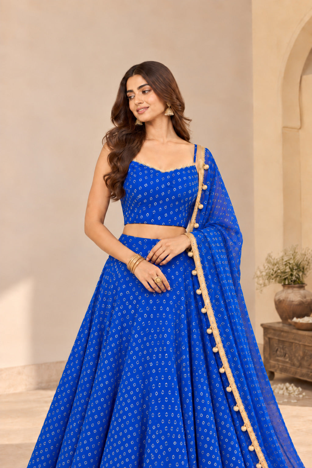 ANSHI BLUE BANDHEJ LEHENGA SET