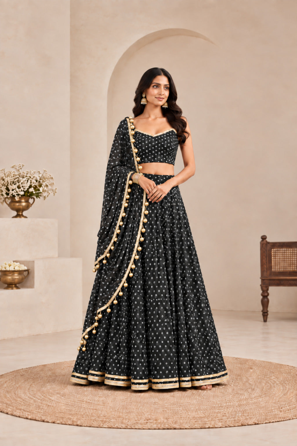 KRITI BLACK BANDHEJ LEHENGA SET