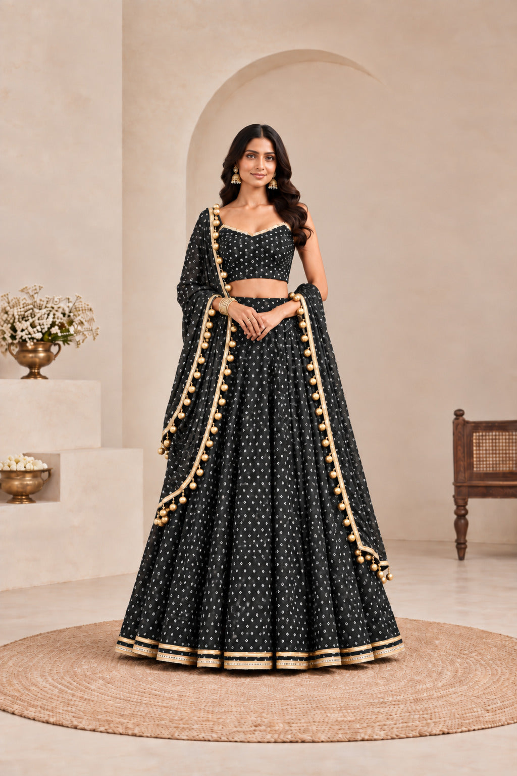 KRITI BLACK BANDHEJ LEHENGA SET