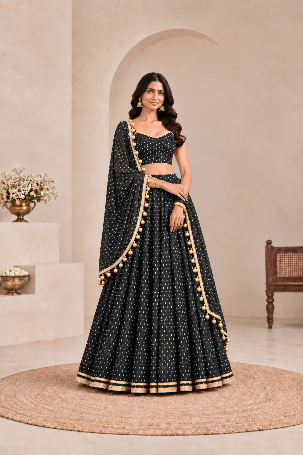 KRITI BLACK BANDHEJ LEHENGA SET