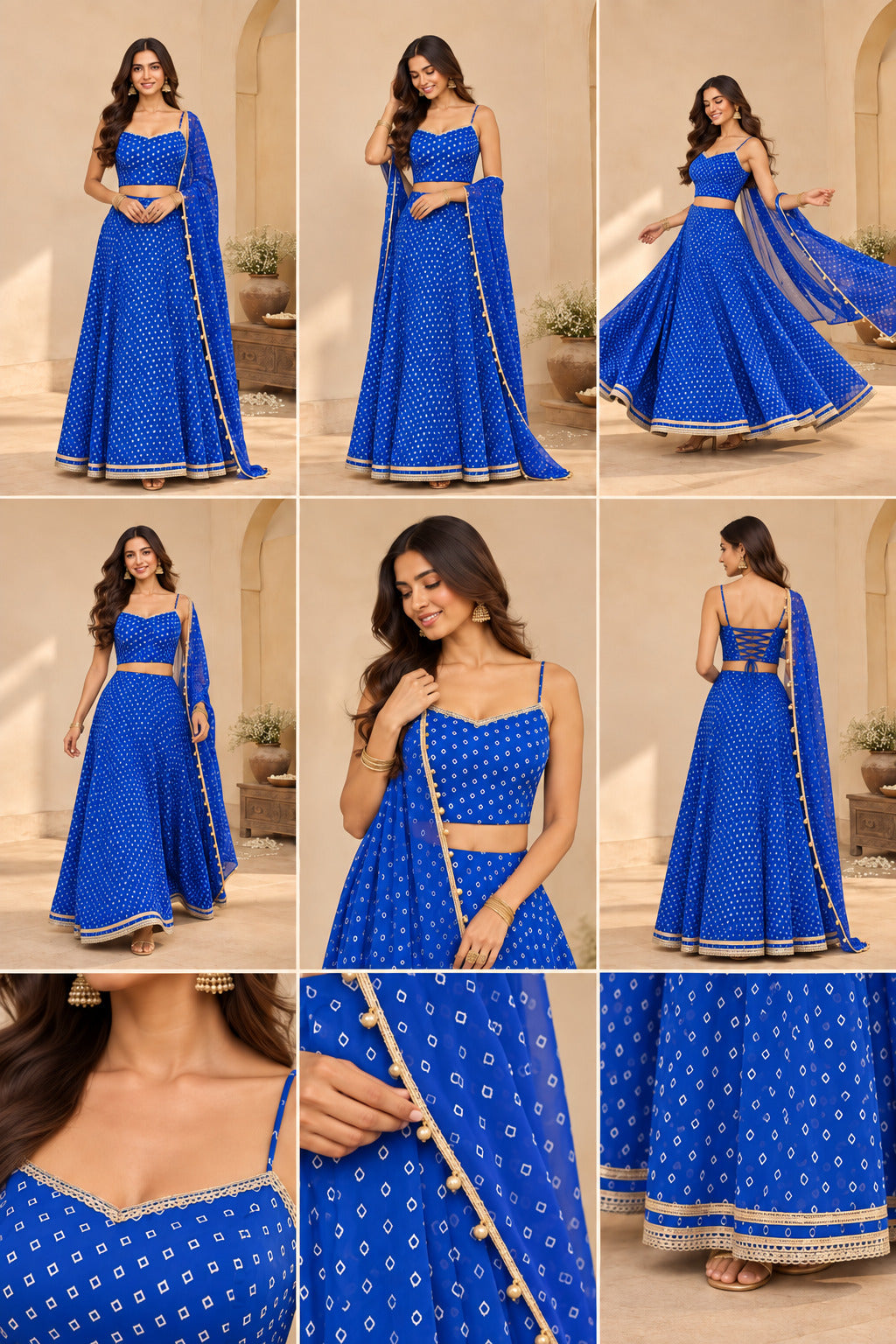 ANSHI BLUE BANDHEJ LEHENGA SET